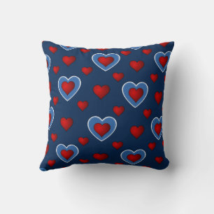 Coussin Bleu Rouge Mignon Cosy Moderne Romantique Chic Cœu