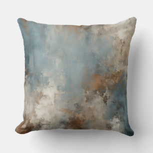 Coussin Bleu sarcelle marron rouille abstrait