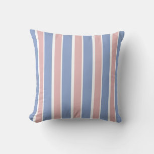 Coussin Bleu Serenity et Rose Quartz rayé