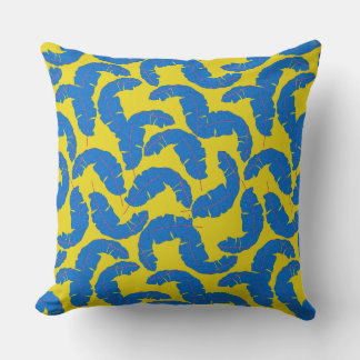 Coussin bleu Tropical Leaf Bright Jaune Retour