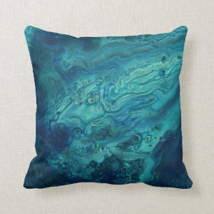 Coussin Bleu Turquoise acrylique pourrissant Abstrait Flui