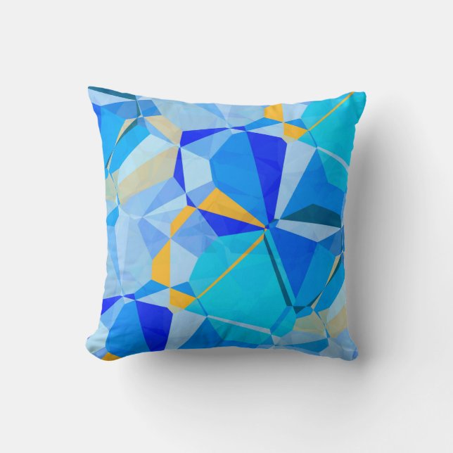 Coussin Bleu Turquoise & Jaune Art abstrait Design (Recto)