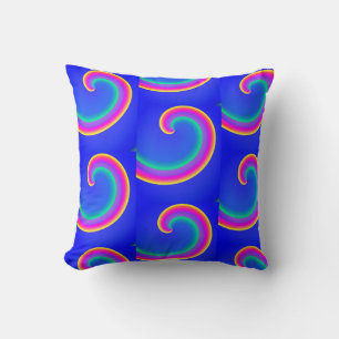 Coussin Bleu Vagues Boucles Arc-en-Ciel Magique