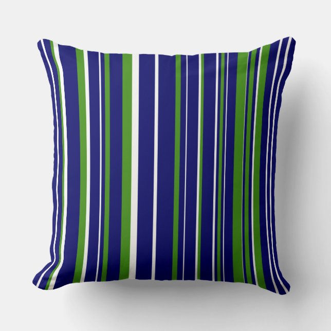Coussin Bleu, vert et blanc Barcode de la marine (Recto)