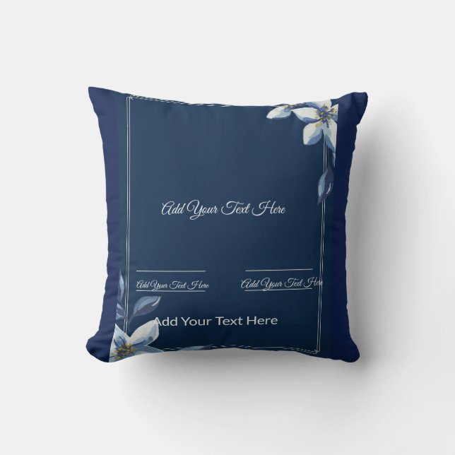 Coussin Bleu victorien Floral Dusty Blue Mariage (Recto)