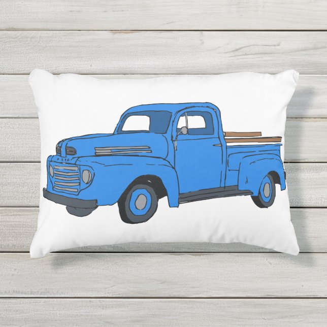 Coussin bleu vintage de camion (Devant)