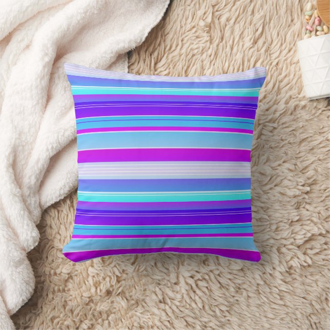 Coussin Bleu violet créatif rayé (Couverture)
