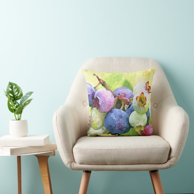 Coussin Bleuets d'été colorés Aquarelle (Chaise)