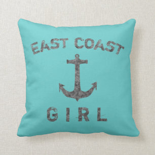 Coussin Bleus d'océan de fille de Côte Est