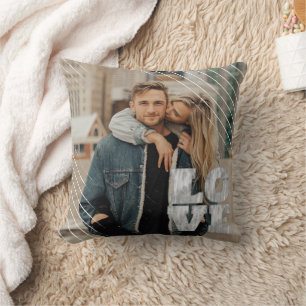 Coussin Bloc d'amour Grunge Typographie Photo Overlay Th