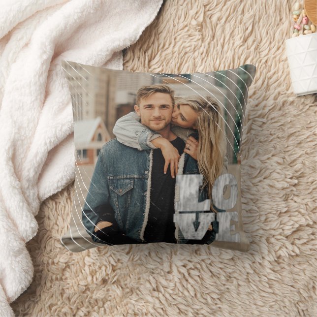 Coussin Bloc d'amour | Grunge Typographie Photo Overlay Th (Couverture)