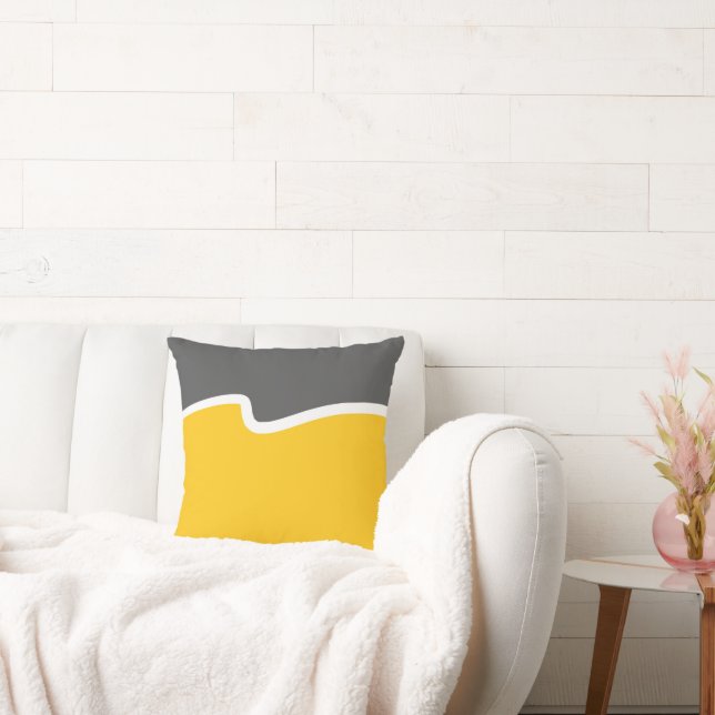 Coussin Bloc de couleur blanc gris jaune (Canapé)