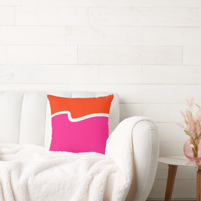 Coussin Bloc de couleur blanc rose chaud (Canapé)
