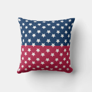 Coussin Bloc de couleur bleu et rouge avec des étoiles bla