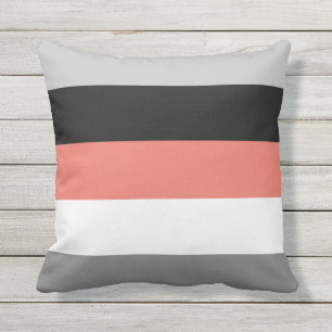 Coussin Bloc de couleur corail rose gris noir