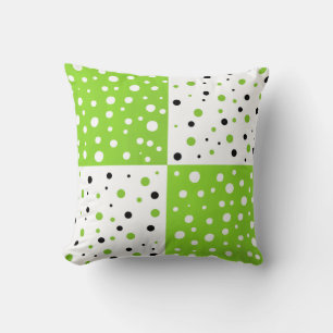 Coussin Bloc de couleur de point noir et blanc de la chaux