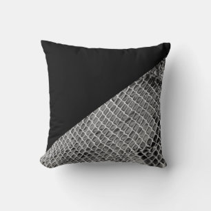 Coussin Bloc de couleur et peau de serpent noirs modernes
