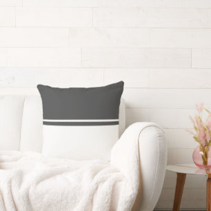 Coussin Bloc de couleur fantaisie gris profond blanc moder