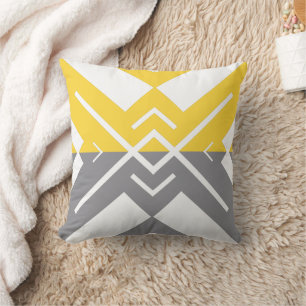 Coussin Bloc de couleur géométrique jaune gris moderne