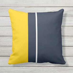 Coussin Bloc de couleur moderne jaune et marine 