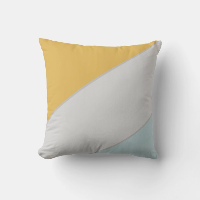 Coussin Bloc de couleur moderne moutarde, bleu et gris Abs (Recto)
