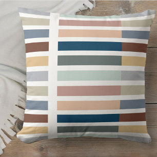 Coussin Bloc de couleur rayé Terreux Neutre Multi-couleur