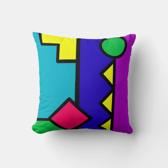Coussin Bloc de couleur rétro des années 80 (Recto)