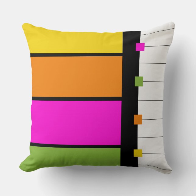 Coussin Bloc de couleurs et rayures (Recto)