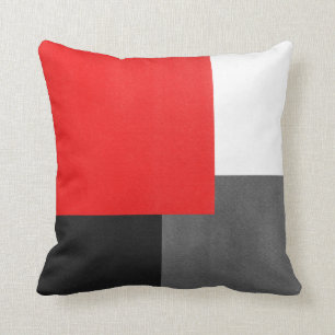 Coussin Bloc géométrique noir et blanc gris rouge