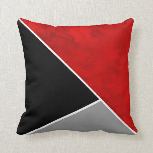 Coussin Bloc noir gris rouge de couleur