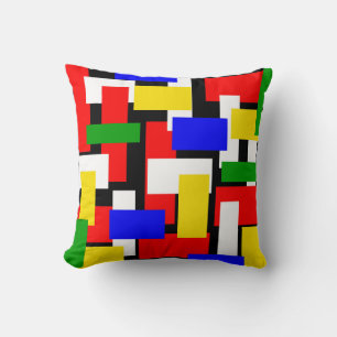 Coussin Blocs rouge, jaune, noir, bleu et vert