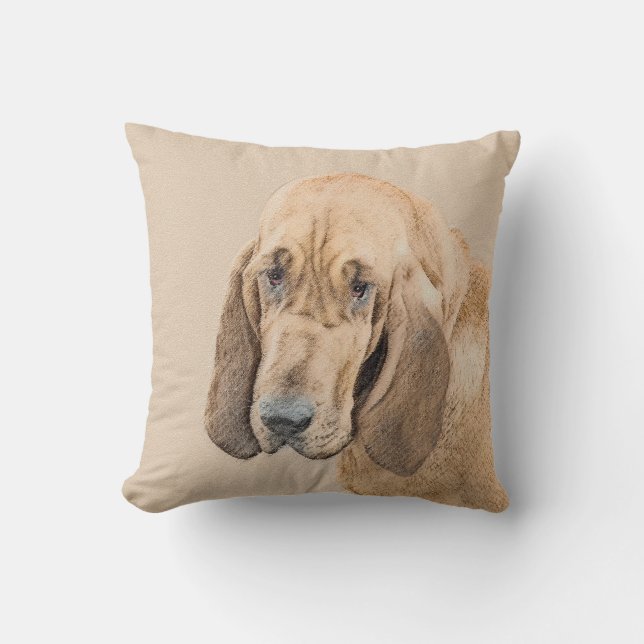 Coussin Bloodhound Paining - Cute Original Dog Art (Recto)