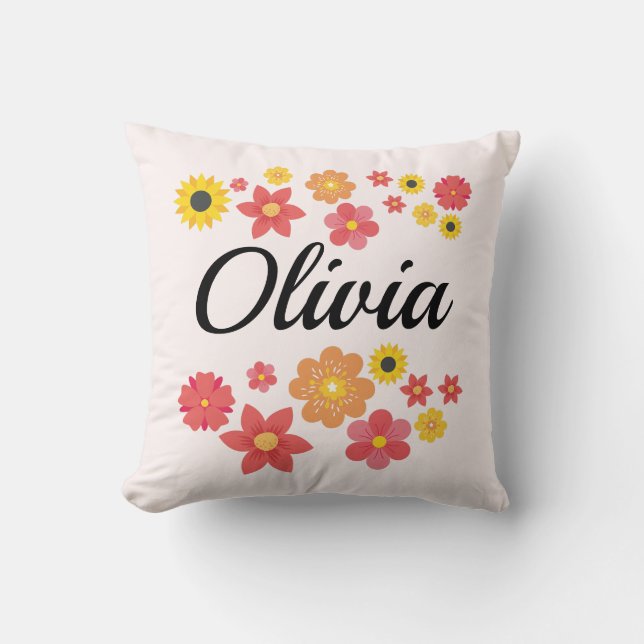 Coussin Blooms Chromatiques - Ajoutez Votre Nom (Recto)