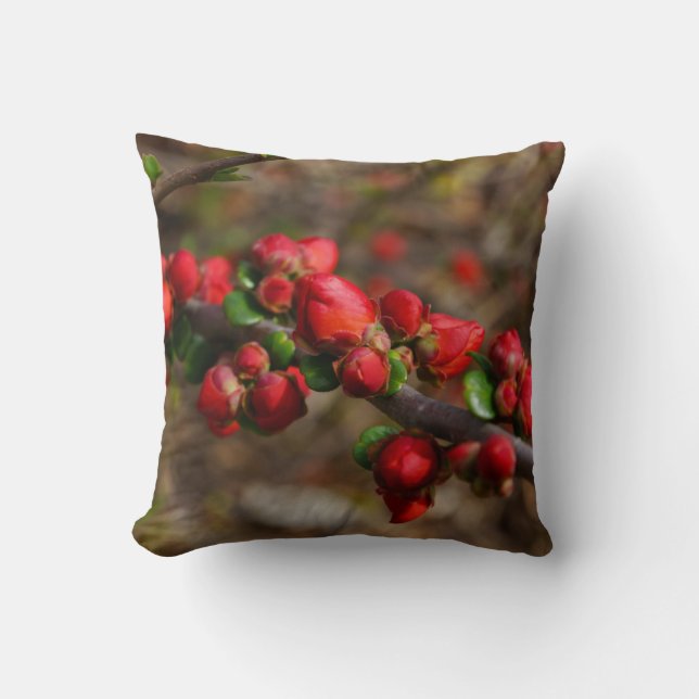 Coussin Blooms rouges en bois (Recto)