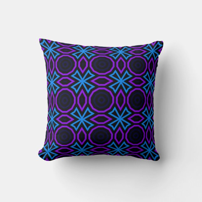Coussin Blue and black seamless pattern with simple geomet (Recto)