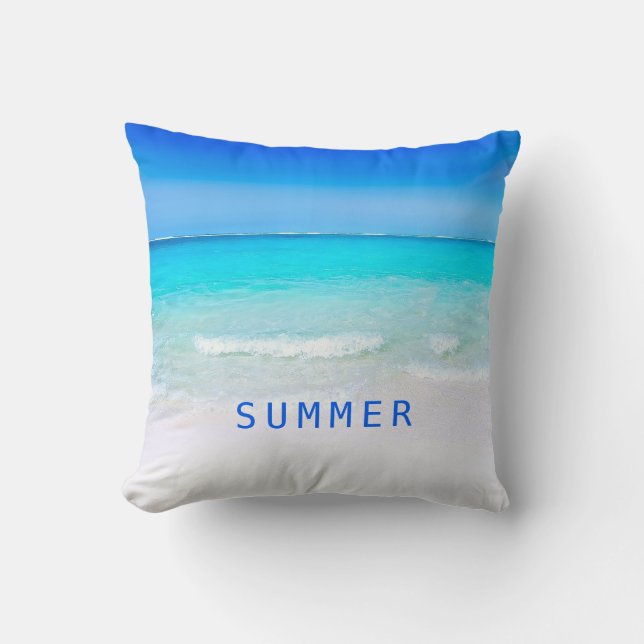 Coussin Blue Aqua Ocean Sea Beach Côté Personnel (Recto)