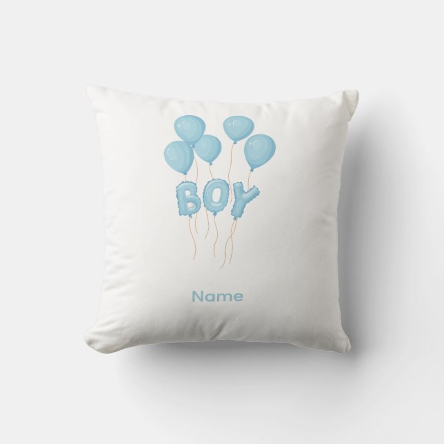 Coussin Blue Baby Boy Balloon Celebration  (Recto)