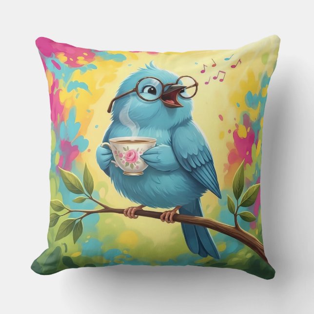 Coussin Blue Bird Cozy Throw Pillow  (Recto)