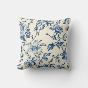 Coussin Blue Chinoiserie Floral Vintage Botanique