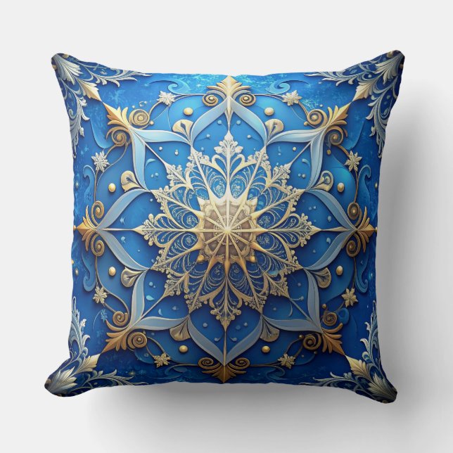 Coussin Blue Decorative Christmas Throw Pillow (Recto)