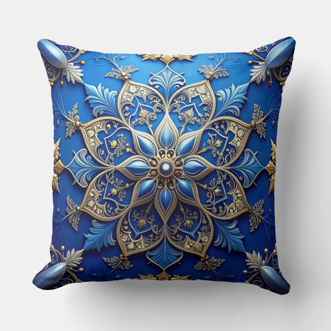 Coussin Blue Decorative Christmas Throw Pillow (Recto)