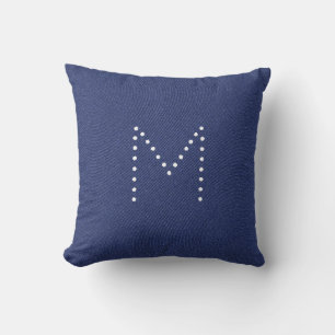 Coussin Blue Denim Jeans Motif Monogramme Customisé