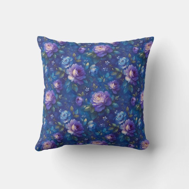 Coussin Blue Elegant Vintage Botanical Chic (Verso)