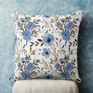 Coussin Blue Elegant vintage fleur sauvage motif floral