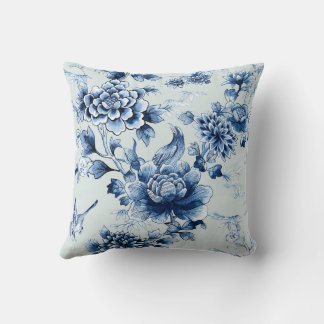 Coussin Blue Floral Luxe Imprimer sur l'oreiller à lancer