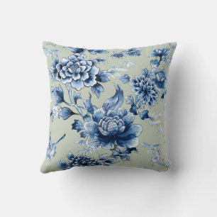 Coussin Blue Floral Luxe sur l'oreiller à lancer de taille
