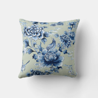 Coussin Blue Floral Luxe sur l'oreiller à lancer de taille