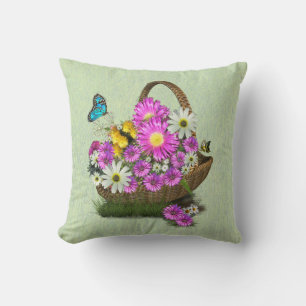 Coussin Blue forget-me-not's on a soft rose-blue