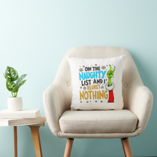 Coussin Blue & Gold Naughty List Christmas Creature Design