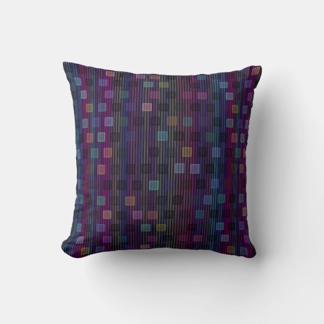 Coussin Blue, green, purple, pink squares with stripes (Recto)